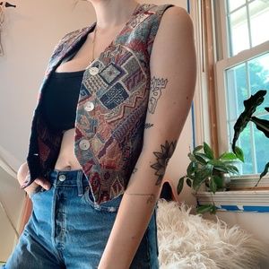 VINTAGE Embroidered Patchwork Vest